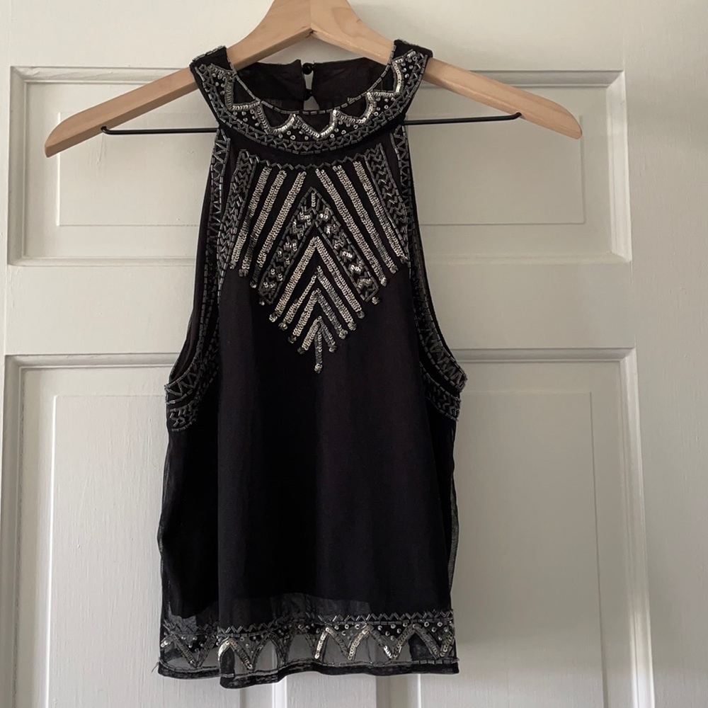 Beaded Black Art Deco Tank